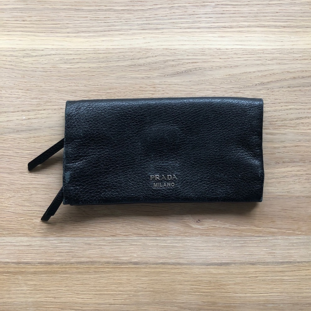 Prada black leather wallet authentic